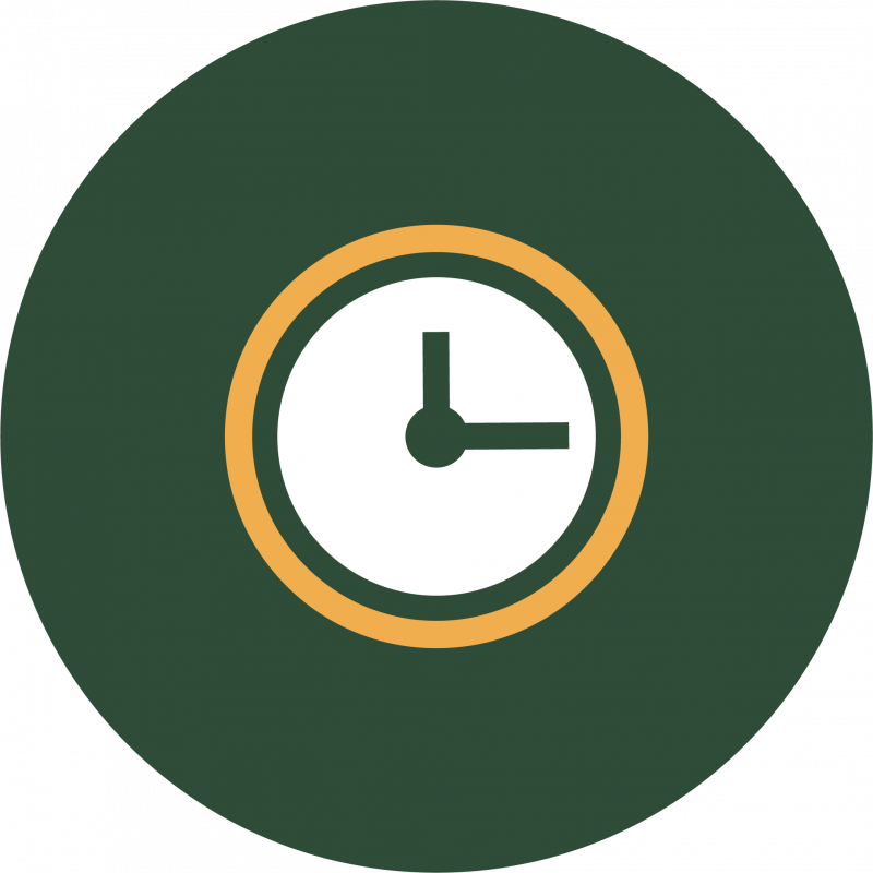 Green symbol with clock